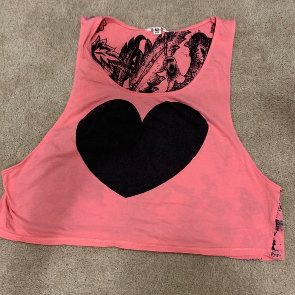 5/$20 Neon Coral Crop Tank Top - Picture 1 of 5